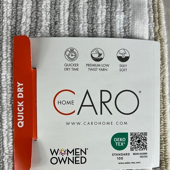 Caro Home Bath Towel Set White Gray Tan Stripe Plush Bath Hand Wash 8 Pc NEW - Picture 6 of 8